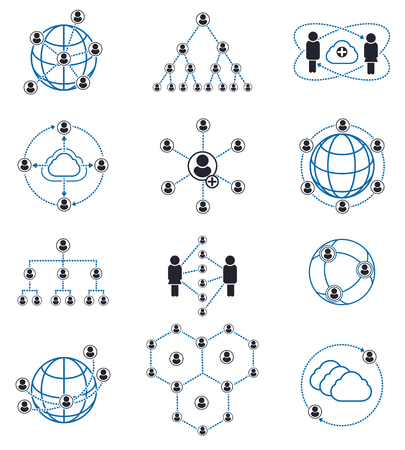 Connection and network People signs. People connection icons and people network icons. Vector illustrationのイラスト素材