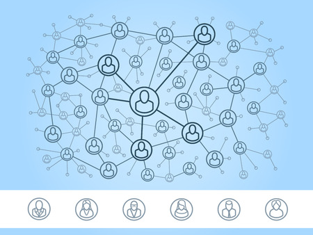 Human network map or people connection map vector illustrationのイラスト素材