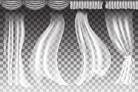 Different shapes curtains on transparent background. Vector illuatrationのイラスト素材