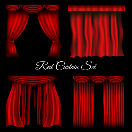Red curtains. Vector various curtains on transparent backgroundのイラスト素材