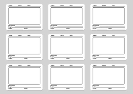 Storyboard template for film story icons. Vector illustrationのイラスト素材