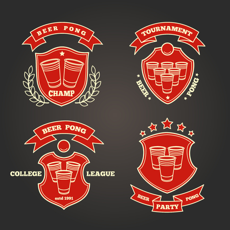 Thin line beer pong signs for beer pong party or beer pong tournament.のイラスト素材