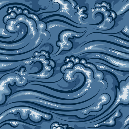 Japanese oriental seamless pattern with ocean waves or sea waves. illustrationのイラスト素材