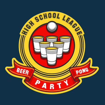 Beer pong party . beer pong game labelのイラスト素材