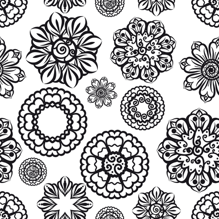 Ornamental seamless pattern with ethnic floral elements.のイラスト素材