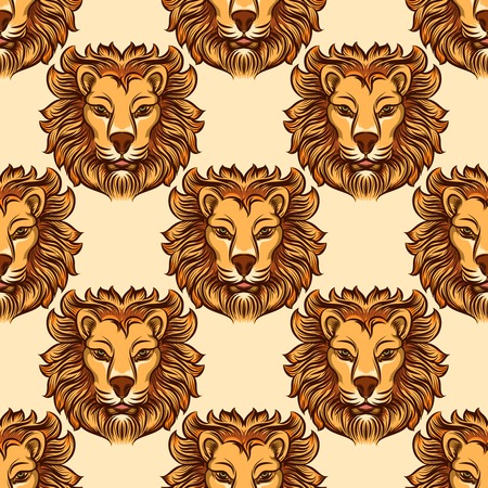 Seamless pattern with color wild animal lionの写真素材