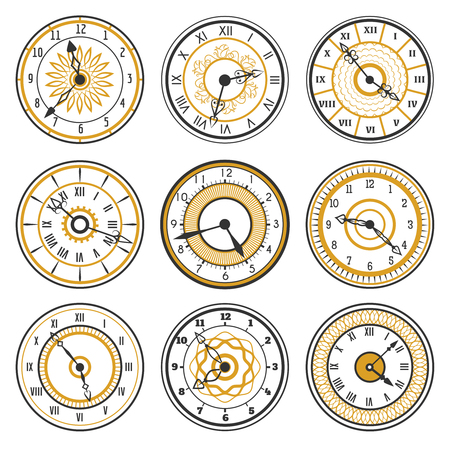 Vector watch face collection on white backgroundのイラスト素材