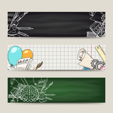Back to school banners set vector illustrationのイラスト素材