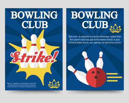 Bowling brochure flyer template set vector illustrationのイラスト素材