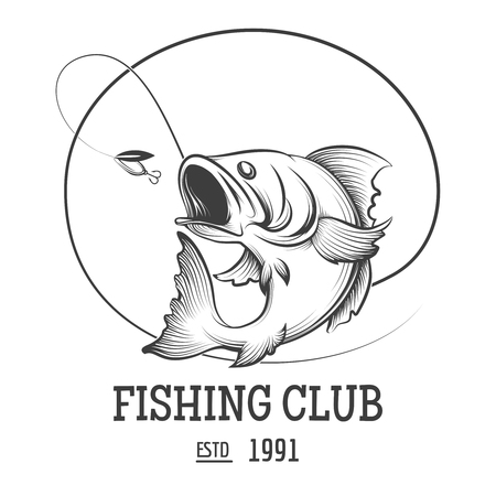 Fishing club   with fly fish vector illustrationのイラスト素材