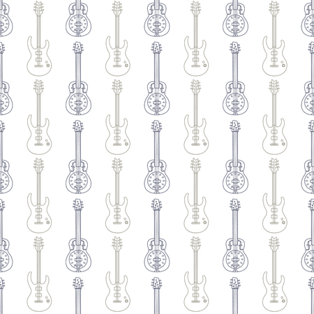 Music seamless pattern with pastel colors guitars vectorのイラスト素材