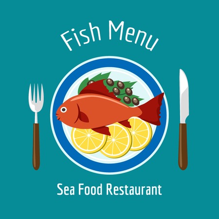 Fish delicious dish healthy eating illustrationのイラスト素材