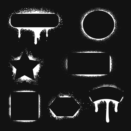 Spray paint texture frames. Graffiti blots frame vector setのイラスト素材