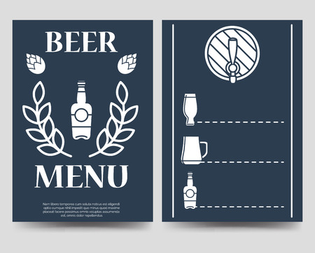 Beer brochure flyer template. Beer menu vector design A5のイラスト素材