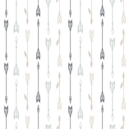Boho style seamless pattern with hand drawn arrows. Vector illustrationのイラスト素材