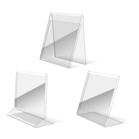Clear plastic holder, paper business card stand vector illustrationのイラスト素材