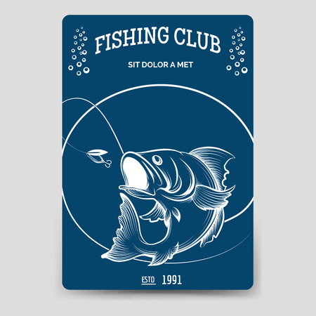 Fishing club brochure flyer template vector illustrationのイラスト素材