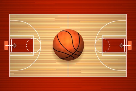 Basketball hardwood court floor top view vector illustrationのイラスト素材