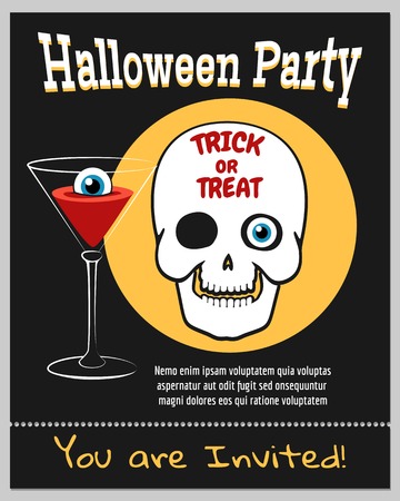 Halloween zombie party invitation with laughing skull vector illustrationのイラスト素材
