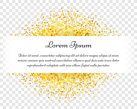 Confetti celebration vector vintage gold postcard with text on white background. Happy party celebrate labelのイラスト素材