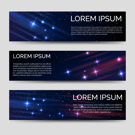 Space horizontal banners template vector with shining elementsのイラスト素材
