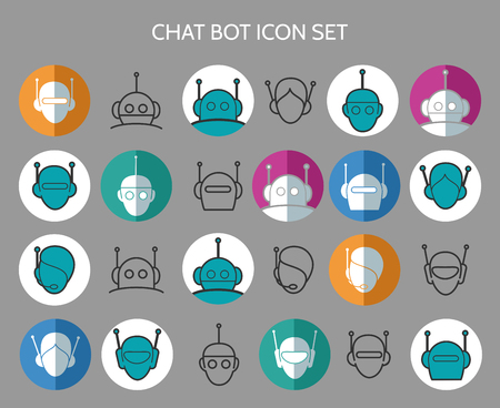 Chat bot icons. Virtual chatter assistant vector signsのイラスト素材