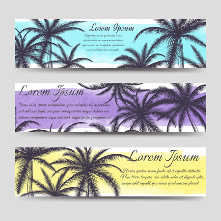 Horizontal banners template with palm trees vector illustrationのイラスト素材