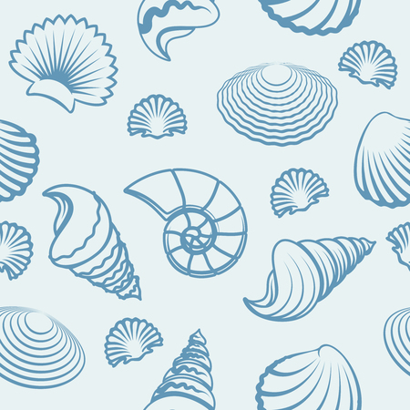 Vector seashells pattern. Sea shell hand drawn backgroundのイラスト素材