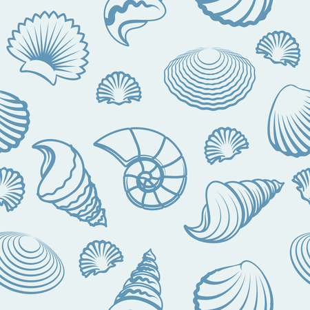 Illustration for Vector seashells pattern. Sea shell hand drawn background - Royalty Free Image