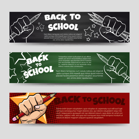 Back to school horizontal banners template vector illustrationのイラスト素材