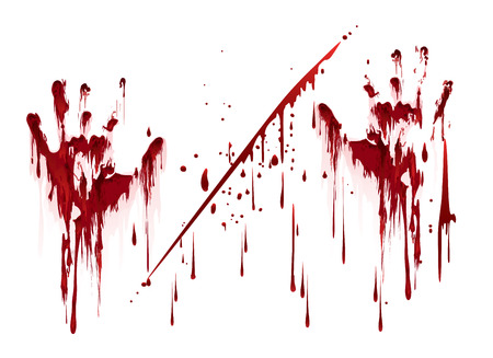 Bloody hand prints with blood drops. Vector illustrationのイラスト素材