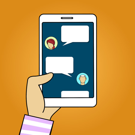 Chat connection icon. Chat on cell vector illustrationのイラスト素材