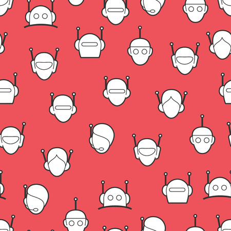 Chat bot seamless pattern. Robots heads background vectorのイラスト素材