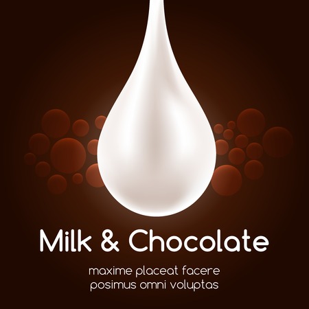 Milk drop and black chocolate wallpaper. Cream droplet vector backgroundのイラスト素材