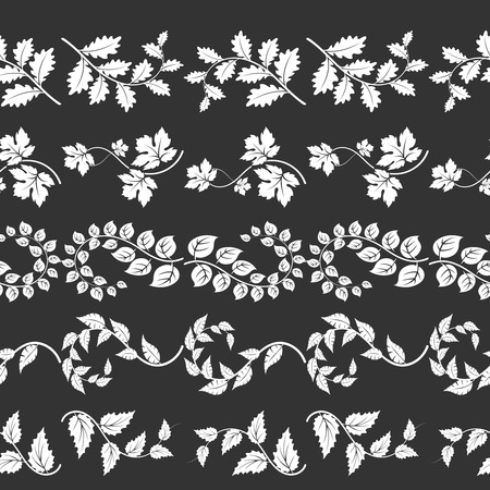 Curly branches horizontal seamless pattern. Vector floral branch bordersのイラスト素材