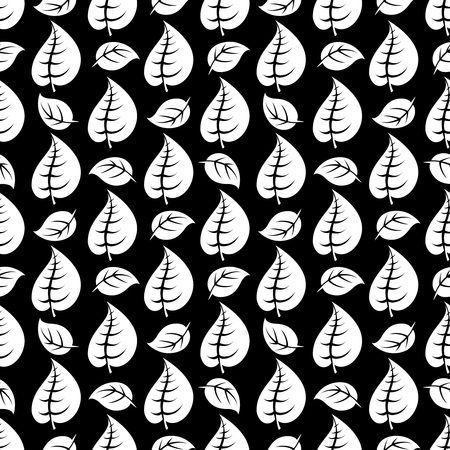 Black and white leaves seamless pattern design vector illustrationのイラスト素材