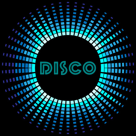 Retro disco background with blue soundwave frame vector illustrationのイラスト素材
