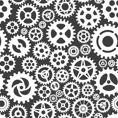 White gears on grey seamless patern design. Vector illustrationのイラスト素材