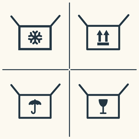 Boxes line icon set . Shopping box icons with symbols. Vector illustrationの写真素材