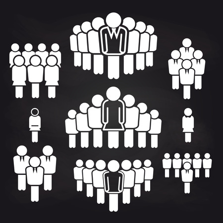 Team leading concept icons on blackboard background. Vector illustrationのイラスト素材