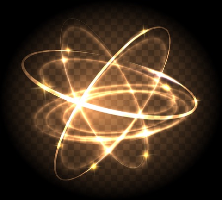 Swirl lighted lines abstract effects. Vector gold circle light glitz effect on transparent backgroundのイラスト素材