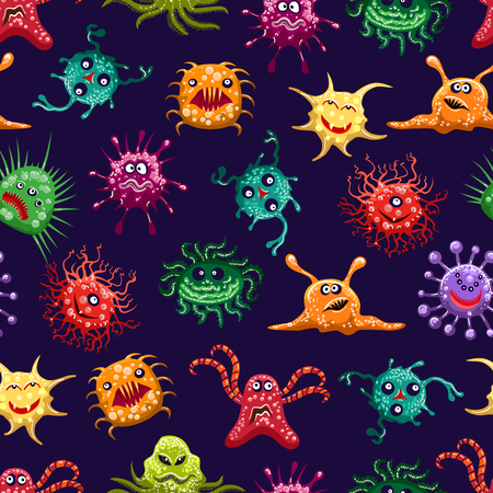 Colorful monsters or microbes seamless pattern, vector illustrationのイラスト素材
