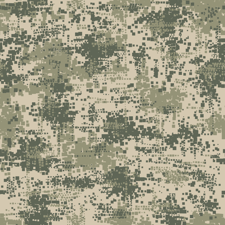 Military army uniform pixel seamless pattern. Vector camouflage digital soldier background textureのイラスト素材