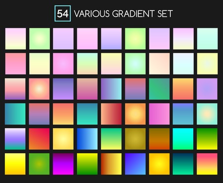 Multicolor gradient backgrounds. Vector elegant soft color and light illuminated gradients collectionのイラスト素材