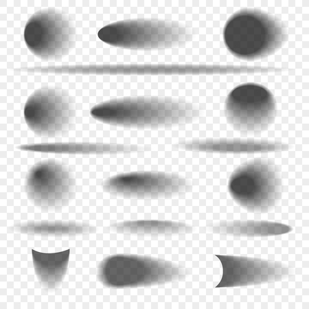 Oval and round objects shadow set. Softbox shadows shapes with soft edges vector illustrationのイラスト素材