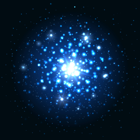 Abstract blue glitter light sparks or black background. Glow sparkly effect at night vector illustrationのイラスト素材
