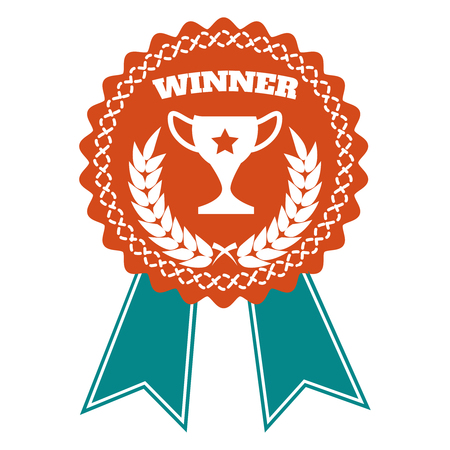 Winner award icon isolated on white background. Vector winner badge with wheat wreath and cupのイラスト素材