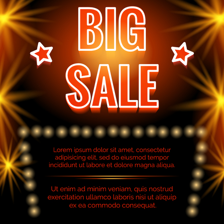 Shining big sale poster design with black backdrop. Vector illustrationのイラスト素材