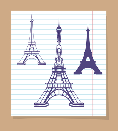 Eiffel towers set on linear page design? ?????? ????????????のイラスト素材
