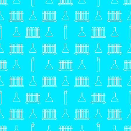 Chemistry seamless pattern with white line beakers? ?????? ????????????のイラスト素材